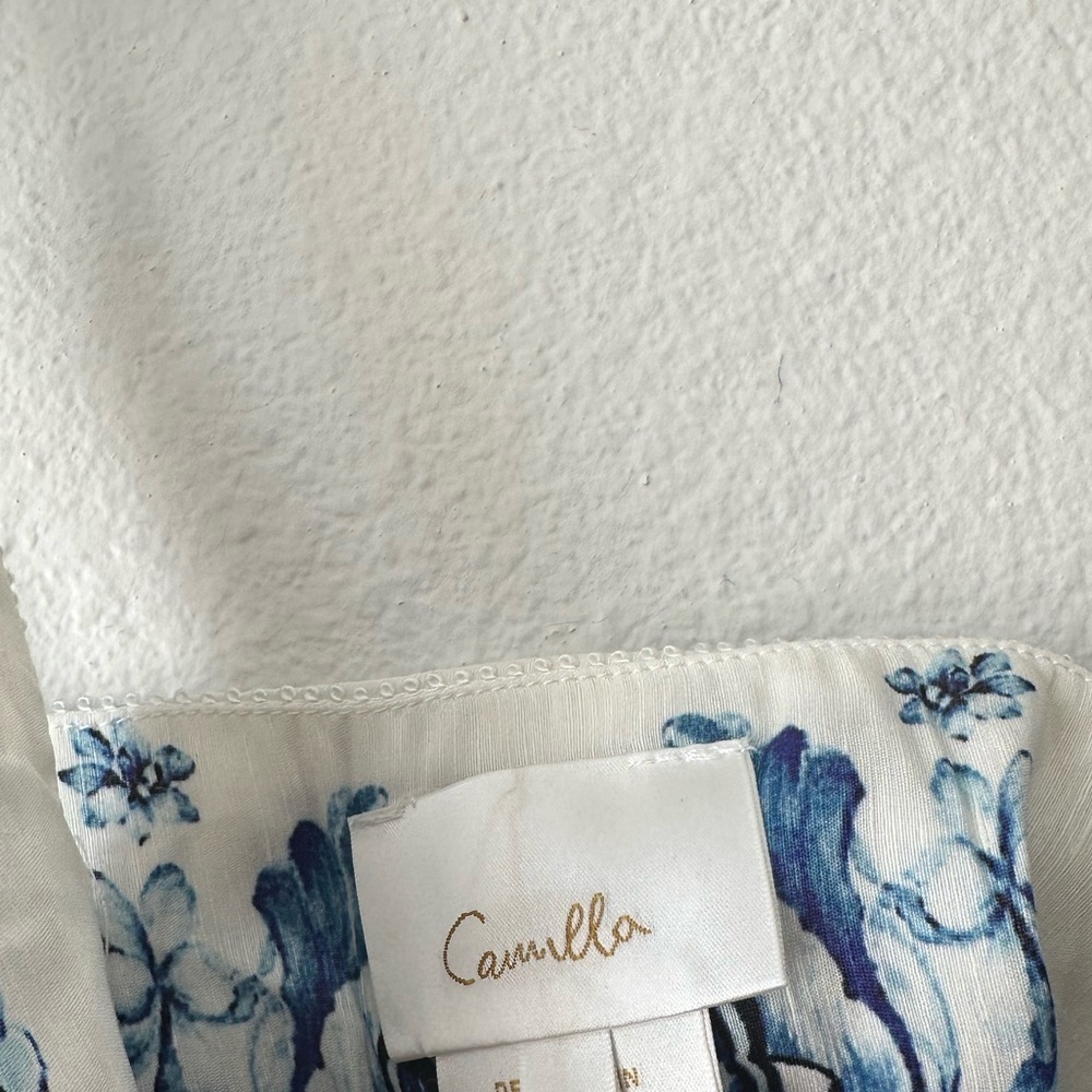 Camilla tie shoulder dress blue white glaze and graze Size Large - Picture 13 of 16